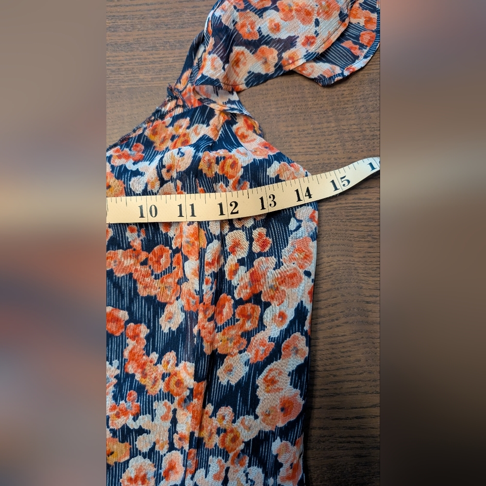 Joie Silk Floral Sleeveless Dress Navy & Pink 100% Silk Flutter Sleeve Pleated S - Picture 14 of 14